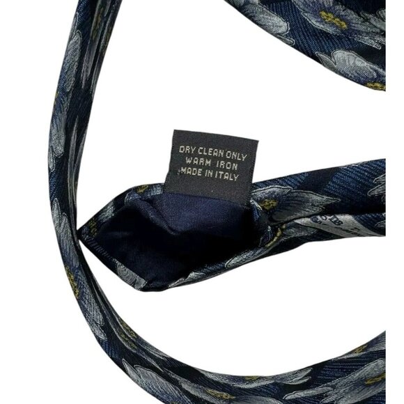 ERMENEGILDO ZEGNA Men's 100% Silk Necktie LUXURY Tie Blue Floral W:3.8" EUC - Picture 5 of 6